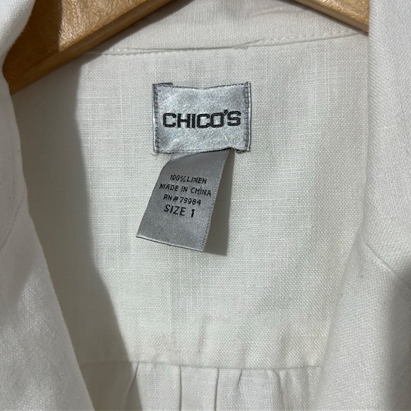 Chicos Linen Jacket Womens Size 1 (S) Pintuck Front - Picture 4 of 6